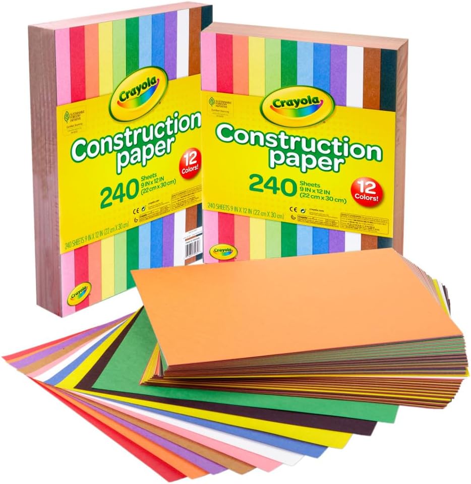 Crayola Construction Paper Bulk Pack (480 Sheets) – 10 Assorted Colors. 9x12. Teacher School Supplies & Classroom Must Haves. Card Making Craft Supplies. Art Paper - Image 2
