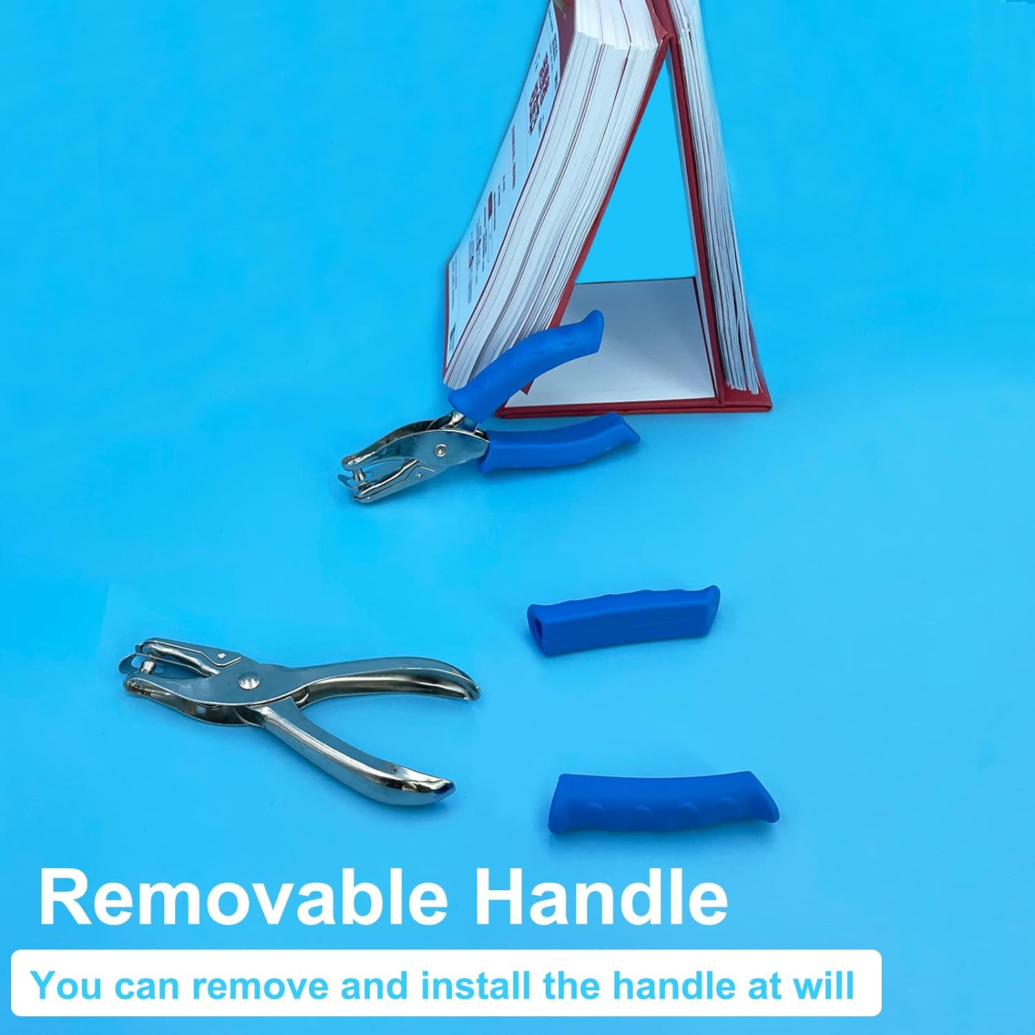 Single Hole Punch 1/4 Paper Hole Puncher for Crafts. One Hole Puncher with Blue Soft Grip Handle for Kids and Adults. Handheld Circle Punch for Paper Crafts in Home. Office. Classroom - Image 5