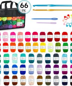 Alternative view of Inscraft 52 Acrylic Yarn Skeins. 1820 Yards 52 Colors. 2 Crochet Hooks. 2 Weaving Needles. 10 Stitch Markers. 1 Bag. for Crocheting & Knitting. Gift Beginners and Adults