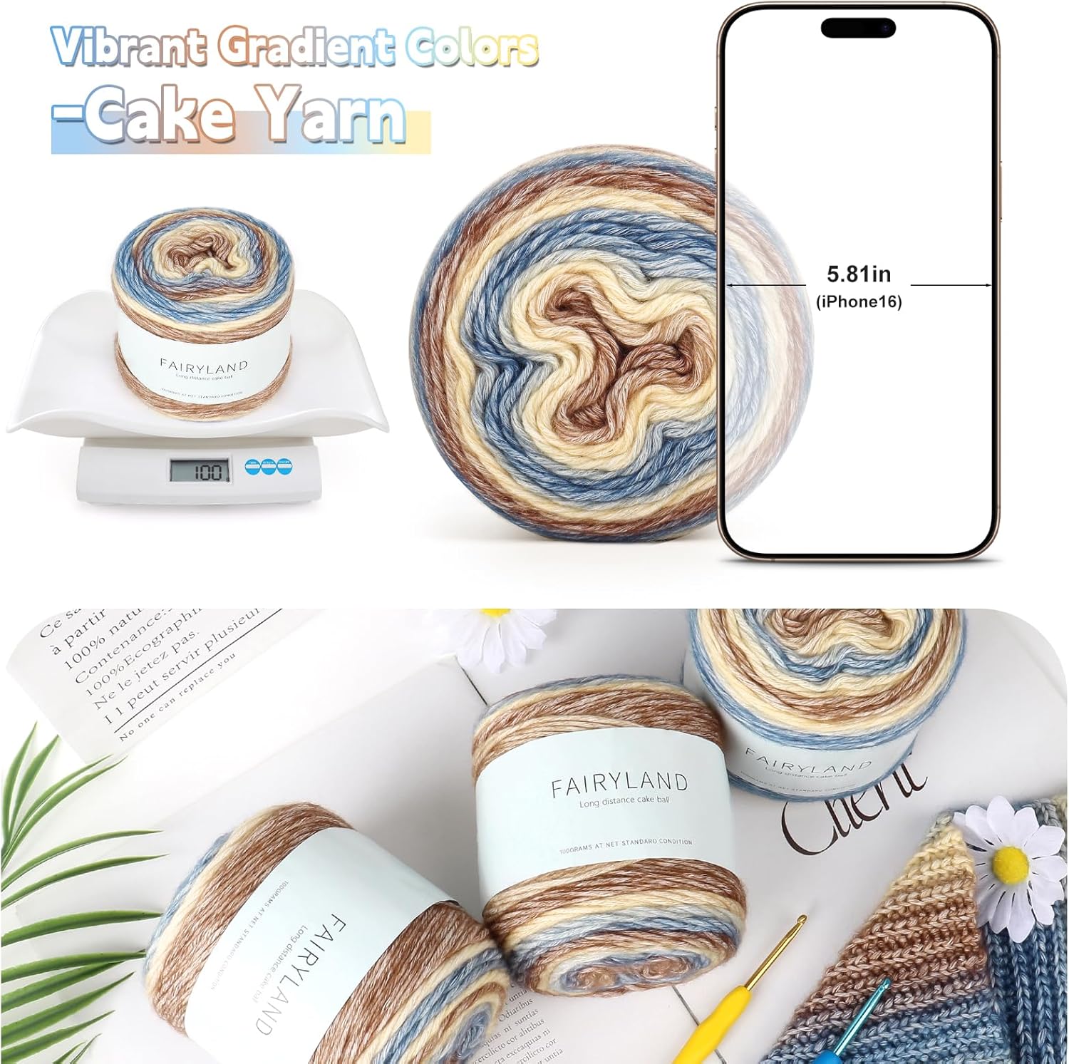 Katech Fairyland Yarn for Crocheting Knitting-Gradient Yarn Cake-4 Pack of 100g/3.52 oz-Soft DK Light Weight #3-60% Cotton 30% Acrylic 10% Wool-Perfect for Scarves. Shawls. Blankets and Garments(A) - Image 6